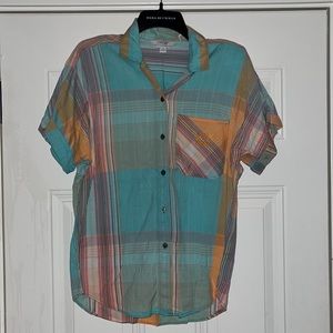 Cherokee Multicolor Plaid Button Down Shirt